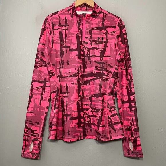 Under Armour Jackets & Blazers - Under Armour Coldgear Size Medium Pink Camo Thermal Mock Neck 1/4 Zip Pullover